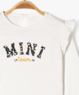 Tee-shirt manches longues brodé à manches volantées bébé fille vue2 - GEMO(BEBE DEBT) - GEMO