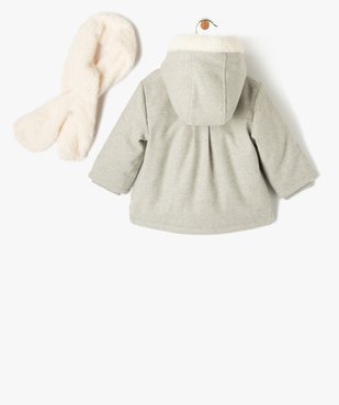 Manteau à capuche doublé peluche avec écharpe bébé fille vue4 - GEMO 4G BEBE - GEMO
