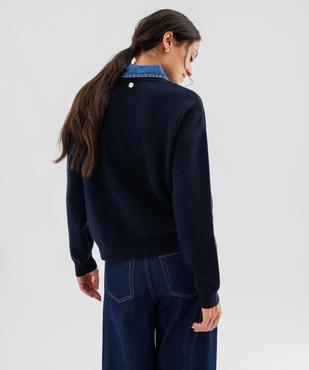 Gilet classique avec col en jean amovible femme - LuluCastagnette vue3 - LULUCASTAGNETTE - GEMO