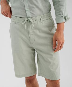 Bermuda en lin et coton coupe regular homme vue2 - GEMO 4G HOMME - GEMO