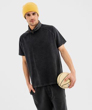 Sweat manches courtes en maille extensible délavée homme vue1 - GEMO (HOMME) - GEMO