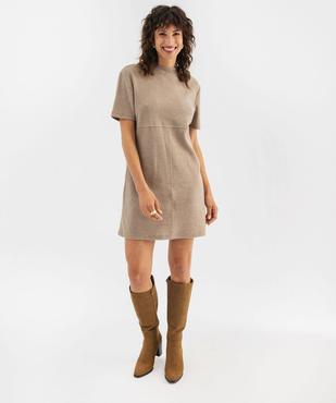 Robe pull à manches courtes et col rond femme vue2 - GEMO(FEMME PAP) - GEMO