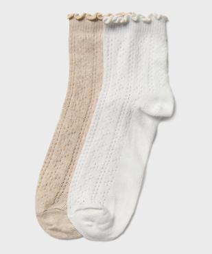 Chaussettes en maille ajourée finitions froncées femme (lot de 2) vue1 - GEMO(HOMWR FEM) - GEMO