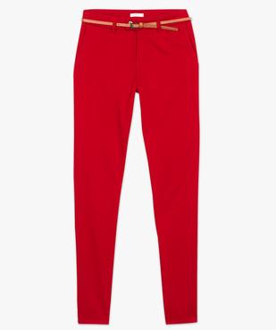 Pantalon femme en toile coupe slim avec ceinture fine vue4 - FOLLOW ME - GEMO