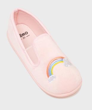 Chaussons pantoufles en velours moelleux imprimé arc-en-ciel fille vue5 - GEMO (ENFANT) - GEMO