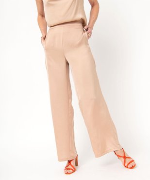 Pantalon large et fluide taille haute en satin femme vue1 - GEMO(FEMME PAP) - GEMO