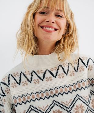 Pull jacquard à col montant coupe loose femme vue4 - GEMO(FEMME PAP) - GEMO