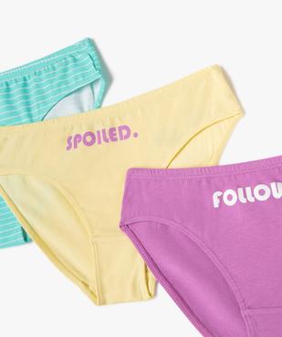 Culottes imprimées en coton stretch fille (lot de 3) vue2 - GEMO 4G FILLE - GEMO