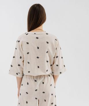 Blouse manches courtes brodée à nouer femme vue3 - GEMO(FEMME PAP) - GEMO