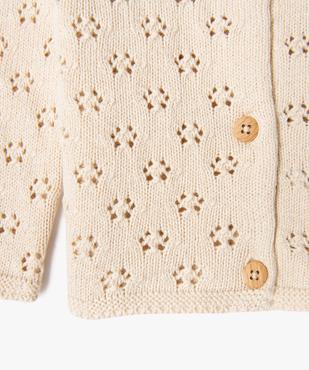 Gilet en maille ajourée avec col à volant bébé fille vue4 - GEMO 4G BEBE - GEMO