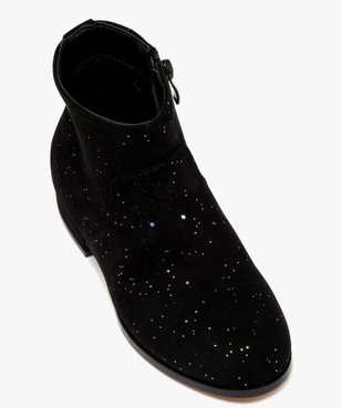 Boots fille unies en suédine à fines paillettes et à zip vue5 - GEMO (ENFANT) - GEMO