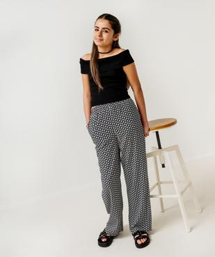 Tee-shirt à col bardot en maille côtelée fille vue5 - GEMO (JUNIOR) - GEMO