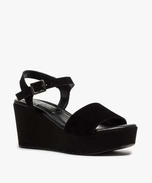 Sandales femme compensées dessus cuir suédé uni vue2 - GEMO(URBAIN) - GEMO