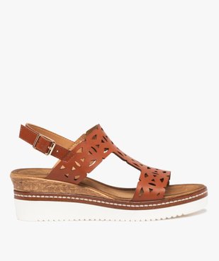 Sandales femme compensées dessus ajouré vue1 - GEMO(URBAIN) - GEMO