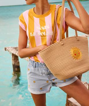 Sac cabas en textile avec motif soleil femme vue1 - GEMO (ACCESS) - GEMO