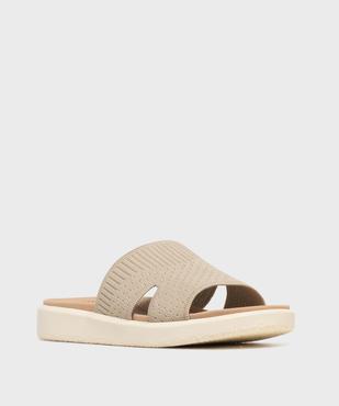 Mules à petite semelle plateforme et large bride en textile femme vue2 - HOBIZ - GEMO