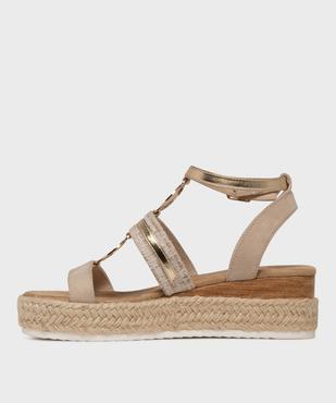 Sandales compensées à semelle plateforme en corde et détails bijoux dorés femme vue3 - VALENTINA BALDA - GEMO