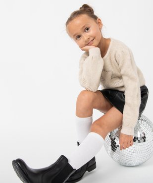 Pull fille en grosse maille pailletée - LuluCastagnette vue1 - LULUCASTAGNETTE - GEMO