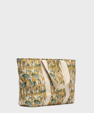 Sac cabas zippé grand format en toile fleurie femme vue3 - GEMO (ACCESS) - GEMO