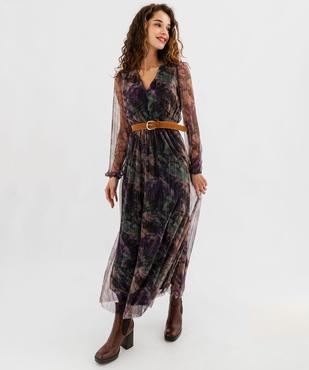 Robe longue à manches longues en maille fluide et scintillante femme vue2 - GEMO(FEMME PAP) - GEMO