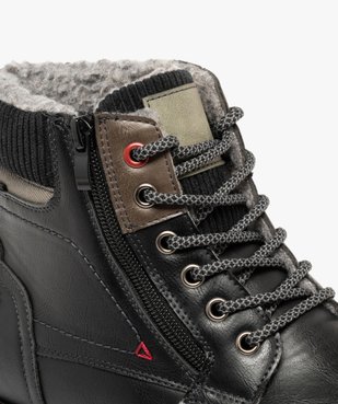 Boots homme fourrées à lacets et zip latéral avec col côtelé  vue7 - URBAN STEPS - GEMO