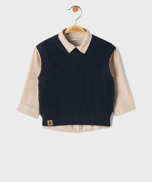 Ensemble 2 pièces chemise + pull sans manches bébé garçon - LuluCastagnette vue1 - LULUCASTAGNETTE - GEMO