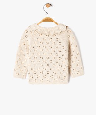Gilet brassière en maille ajourée avec col à volant bébé fille vue4 - GEMO 4G BEBE - GEMO