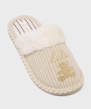 Chaussons mules en velours côtelé fille - LuluCastagnette vue5 - LULUCASTAGNETTE - GEMO