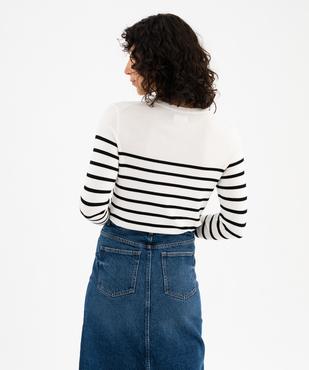 Pull fin à rayures en viscose femme vue3 - GEMO 4G FEMME - GEMO