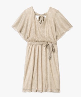 Robe scintillante à manches courtes en maille plissée femme vue4 - GEMO(FEMME PAP) - GEMO
