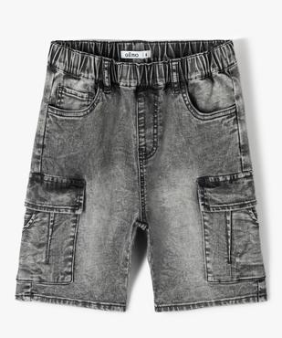 Bermuda en jean garçon à poches cargo et taille élastiquée vue1 - GEMO (ENFANT) - GEMO