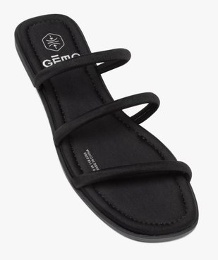 Mules femme à talon plat et brides en toile unie vue5 - GEMO (CASUAL) - GEMO