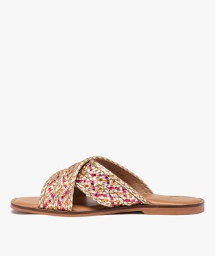 Mules femme en cuir à brides tressées métallisées - Taneo vue3 - TANEO - GEMO