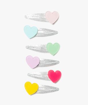 Pinces à cheveux fille avec cœurs (lot de 6) vue1 - GEMO - GEMO