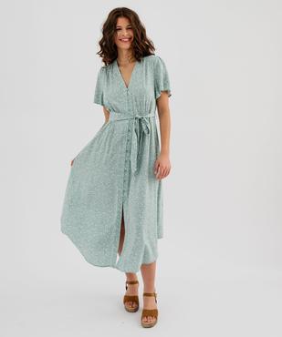 Robe longue imprimée à manches courtes femme vue4 - GEMO 4G FEMME - GEMO