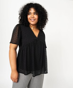 Blouse manches courtes en voile plumetis femme grande taille vue1 - GEMO (G TAILLE) - GEMO