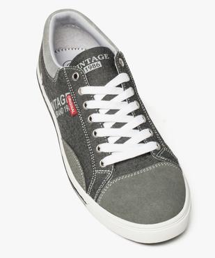 Baskets homme en toile avec surpiqûres contrastantes vue5 - GEMO (CASUAL) - GEMO