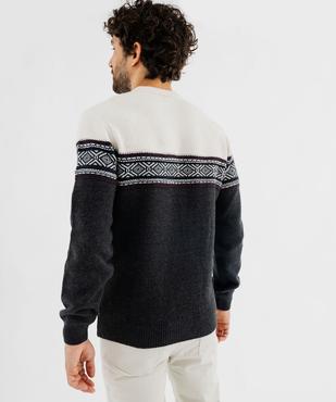 Pull col rond à bande jacquard homme vue3 - GEMO (HOMME) - GEMO