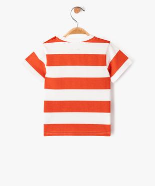 Tee-shirt manches courtes à rayures et message bébé garçon vue3 - GEMO(BEBE DEBT) - GEMO