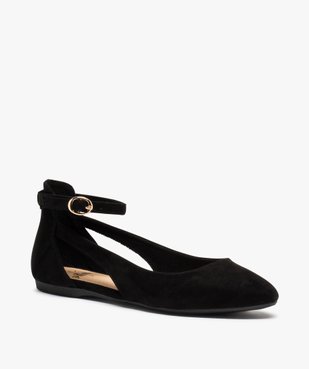 Ballerines femme à talon plat unies avec bride cheville vue3 - VALENTINA BALDA - GEMO