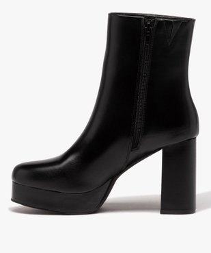 Boots femme unies à talon carré et semelle plateforme vue3 - GEMO(URBAIN) - GEMO