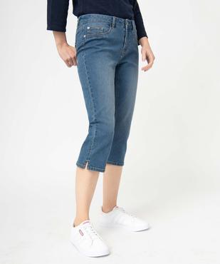 Pantacourt femme en toile denim extensible vue1 - GEMO 4G FEMME - GEMO