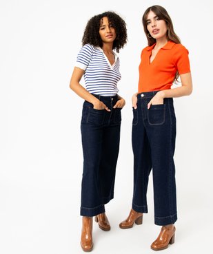Pull à manches courtes et col V femme vue6 - GEMO(FEMME PAP) - GEMO