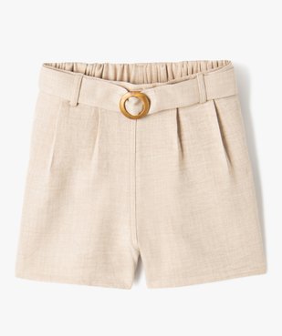 Short ample avec ceinture à boucle fille vue1 - GEMO (ENFANT) - GEMO