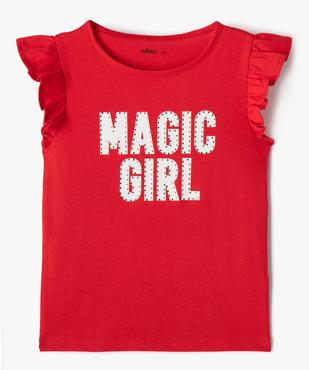 Tee-shirt sans manches avec inscription pailletée fille vue1 - GEMO 4G FILLE - GEMO