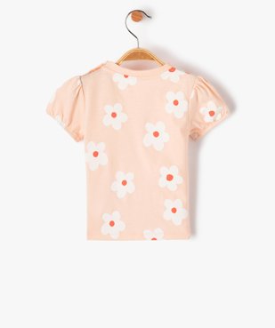 Tee-shirt bébé fille fleuri à manches courtes ballon vue3 - GEMO(BEBE DEBT) - GEMO