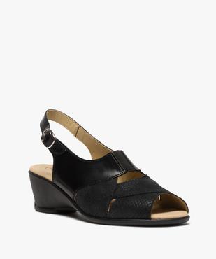 Sandales femme confort compensées dessus cuir uni vue2 - GEMO (CONFORT) - GEMO