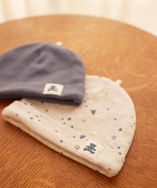 Bonnet de naissance en jersey de coton à revers bébé - LuluCastagnette (lot de 2) vue6 - LULUCASTAGNETTE - GEMO