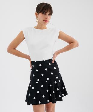Jupe en viscose froissée à pois et volant femme vue4 - GEMO(FEMME PAP) - GEMO