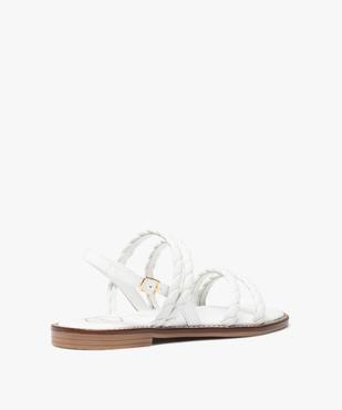 Sandales femme plates unies en cuir et à brides tressées - Taneo vue4 - TANEO - GEMO